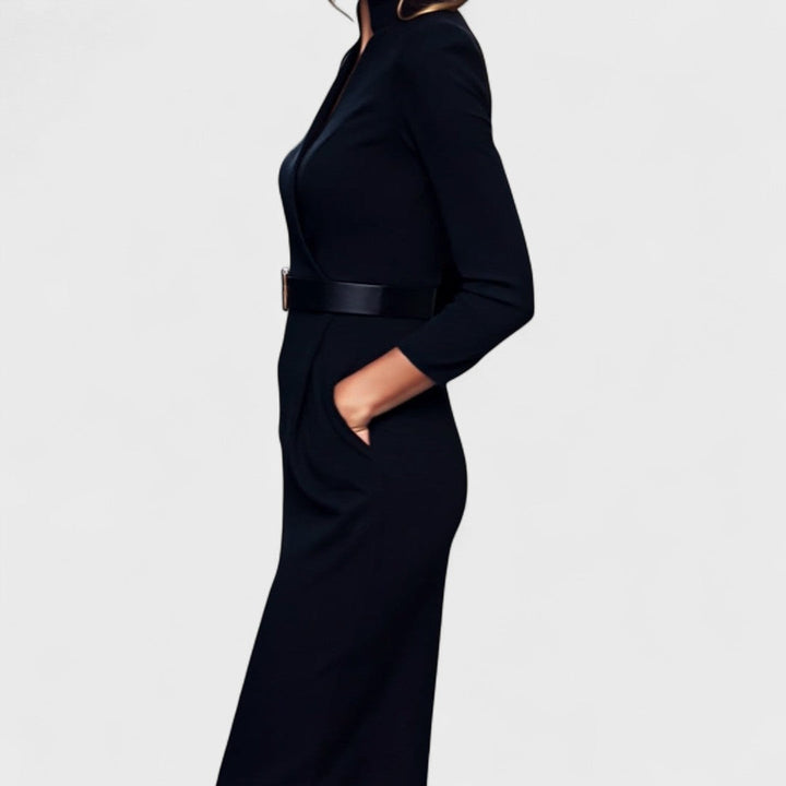 Keith - Elegant Black Dress with Belt