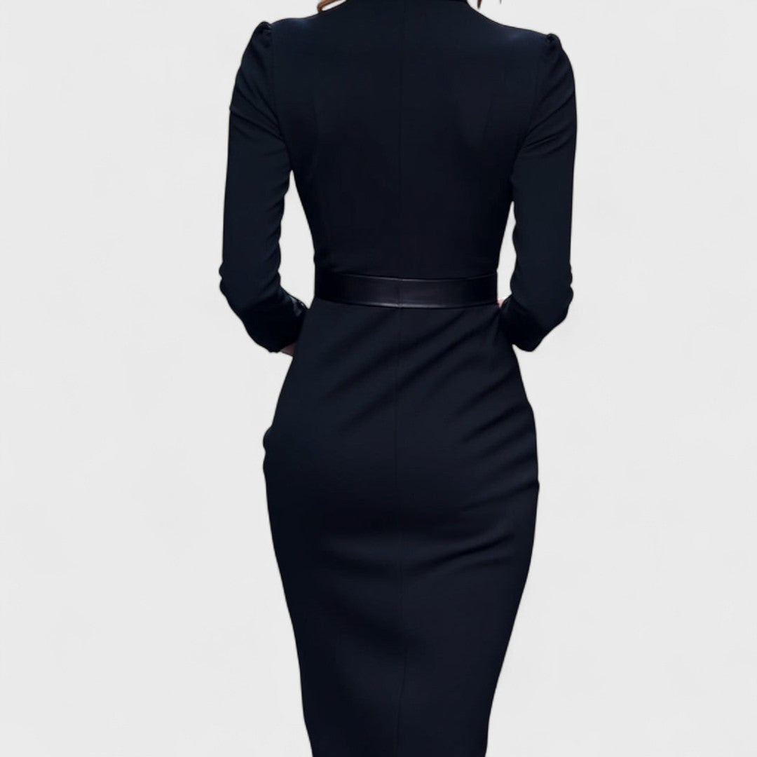 Keith - Elegant Black Dress with Belt