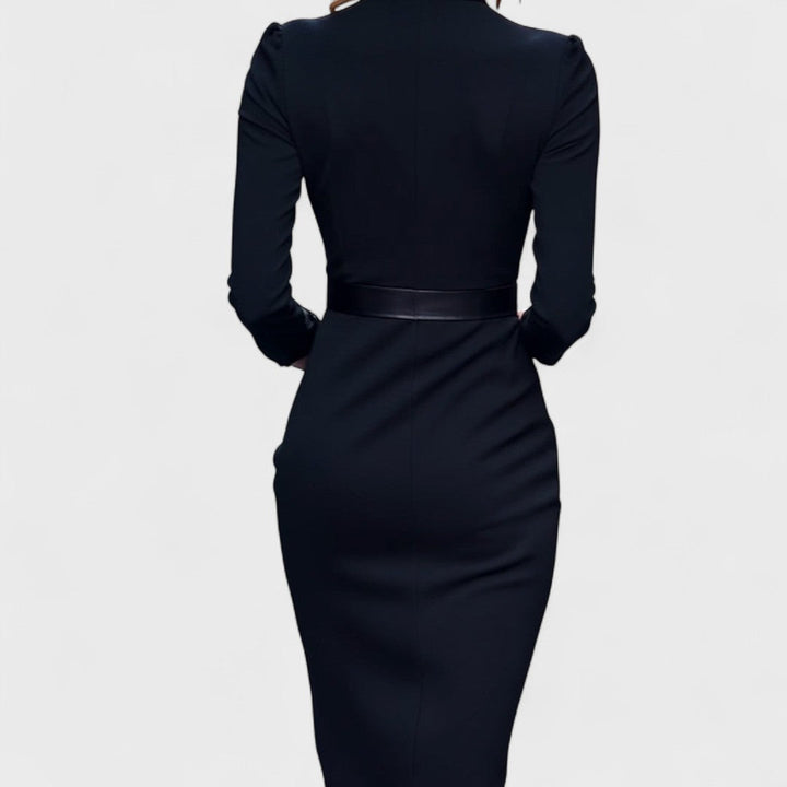 Keith - Elegant Black Dress with Belt