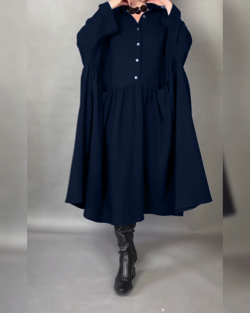 Catherine | Oversized A-Line Dress with Button Collar