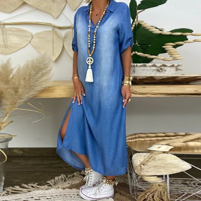 Olivia | Maxi Denim Style Dress