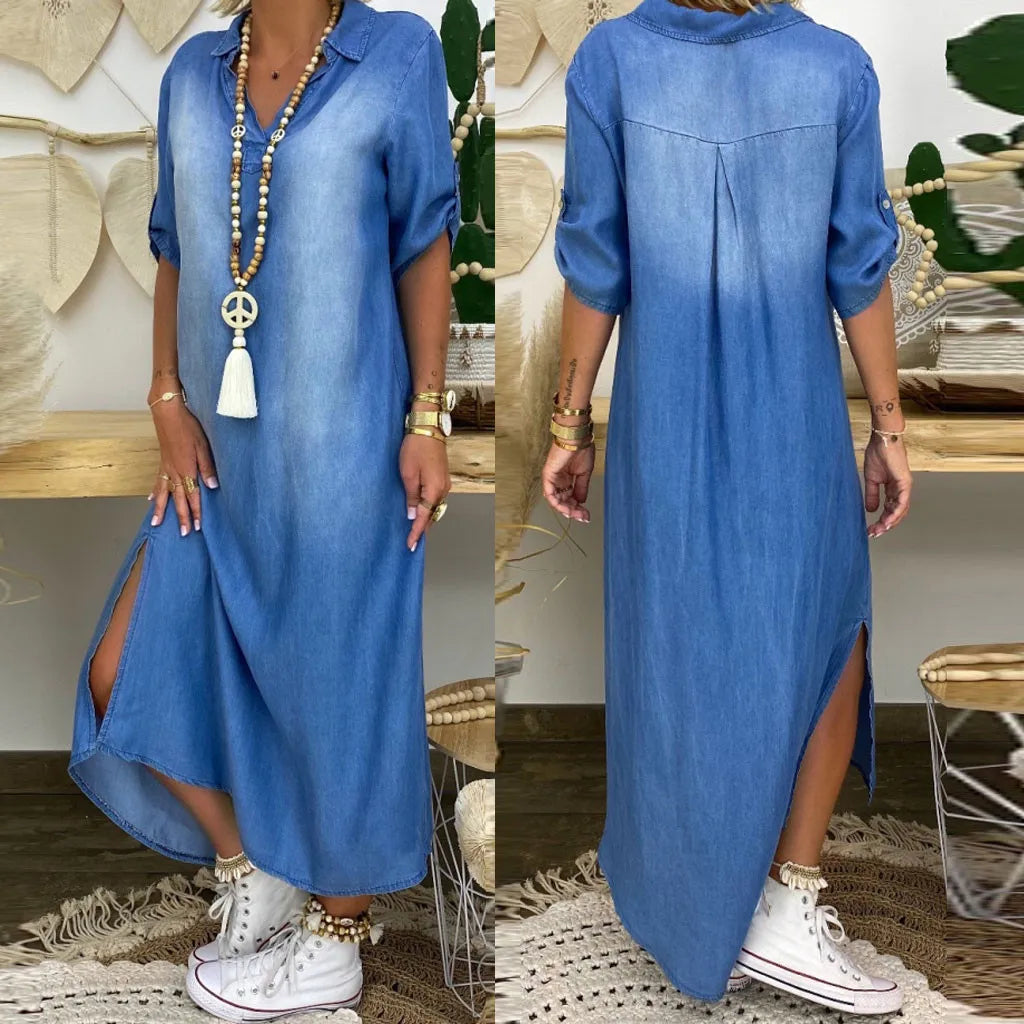 Olivia | Maxi Denim Style Dress