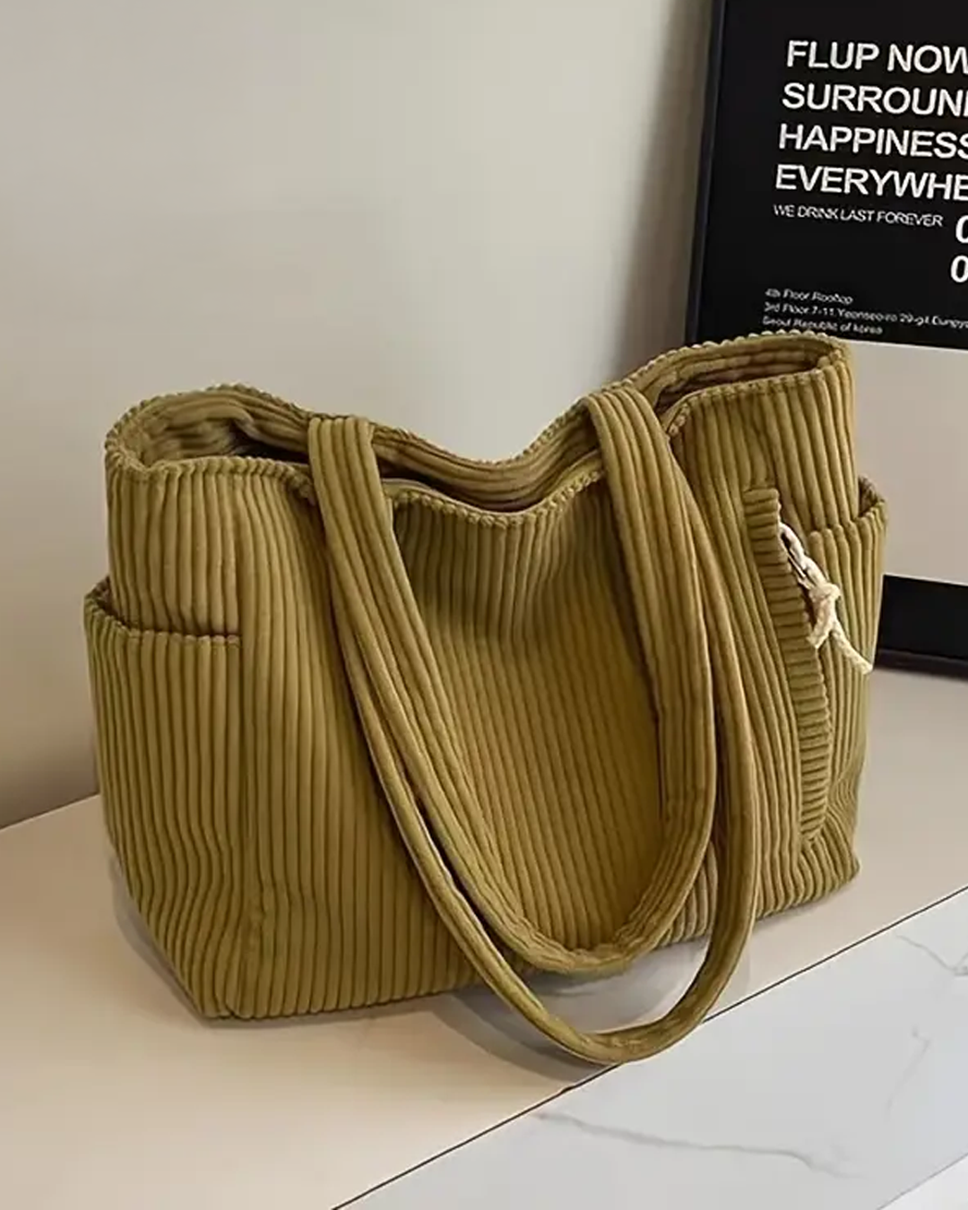 Arabella – Ribbed Tote Bag with Cord Detail