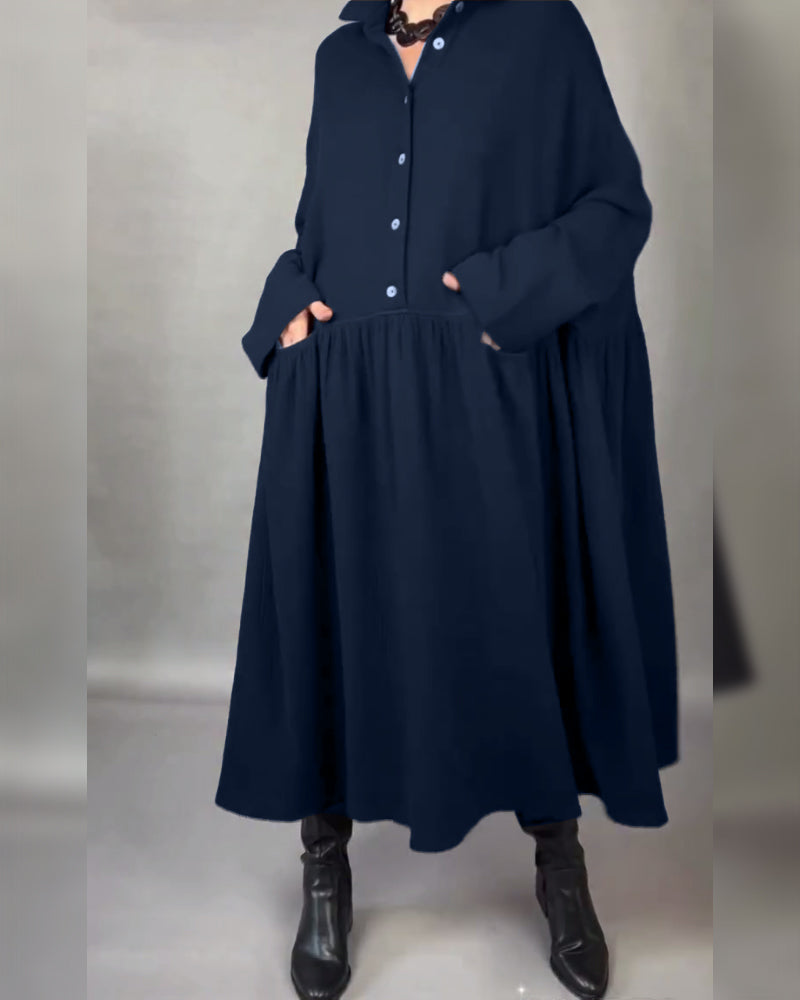 Catherine | Oversized A-Line Dress with Button Collar