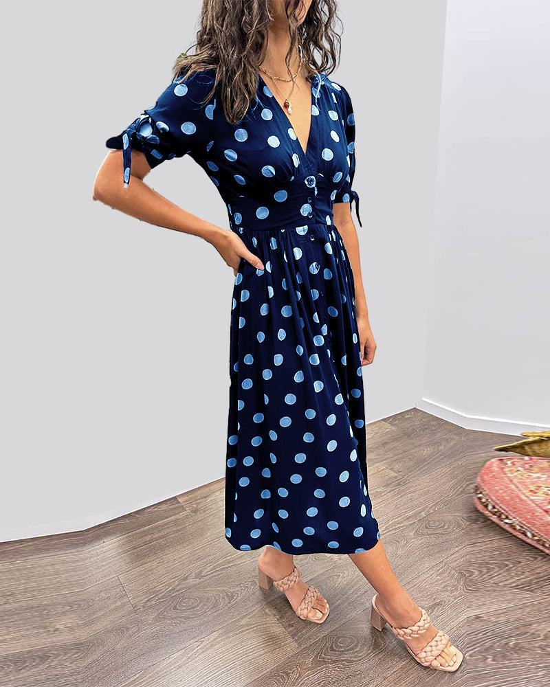 Hannah™ | Elegant Polka Dot Dress