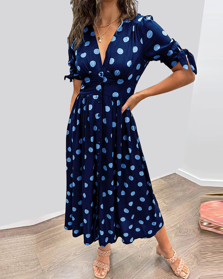 Hannah™ | Elegant Polka Dot Dress