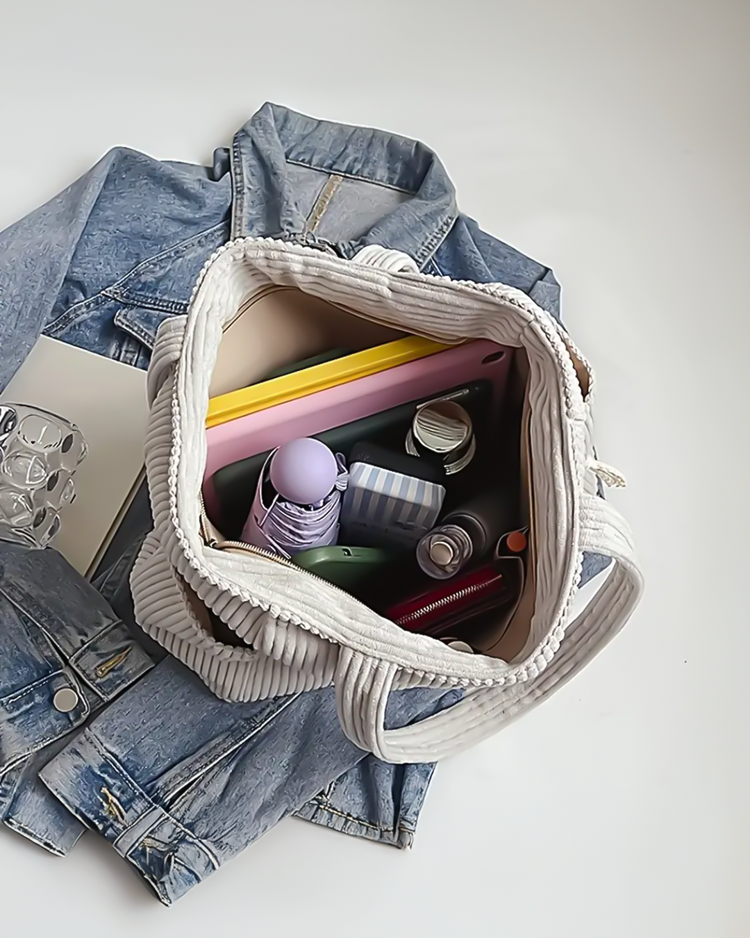 Arabella – Ribbed Tote Bag with Cord Detail