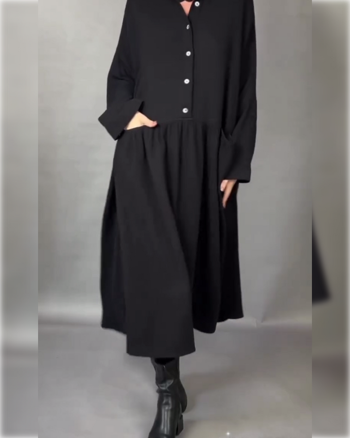 Catherine | Oversized A-Line Dress with Button Collar